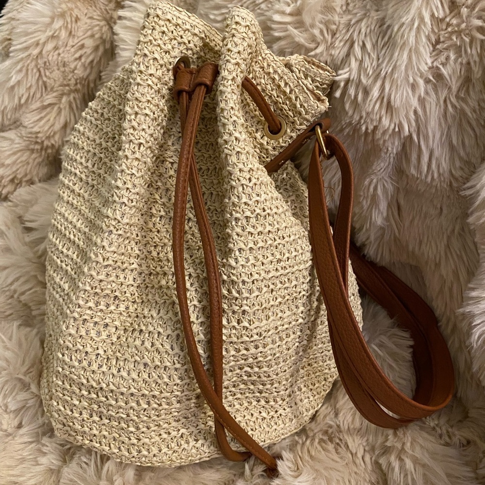 Montce Cream and Brown Shoulder Bag with Textured Design